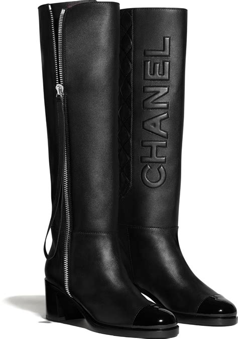 chanel boots knee high|chanel black canvas heel boots.